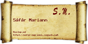Sáfár Mariann névjegykártya