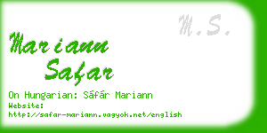 mariann safar business card